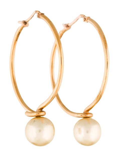 celine pearl hoops|EARRINGS WOMEN .